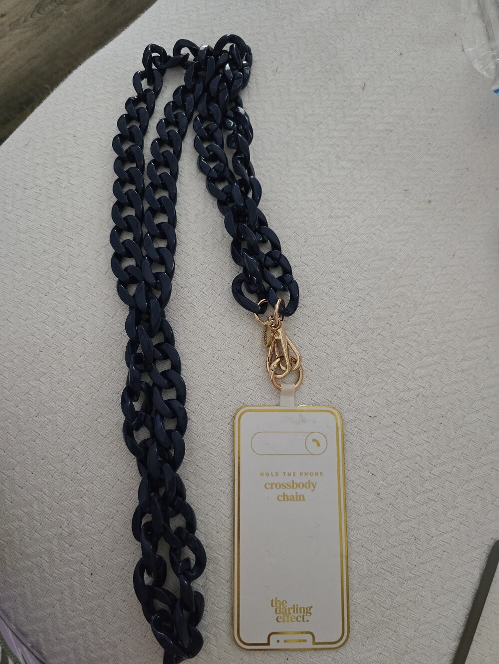 Navy Crossbody Chain Strap with Gold Hardware